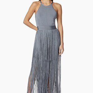 Herve Leger Strappy Halter Fringe Gown | Cinder
